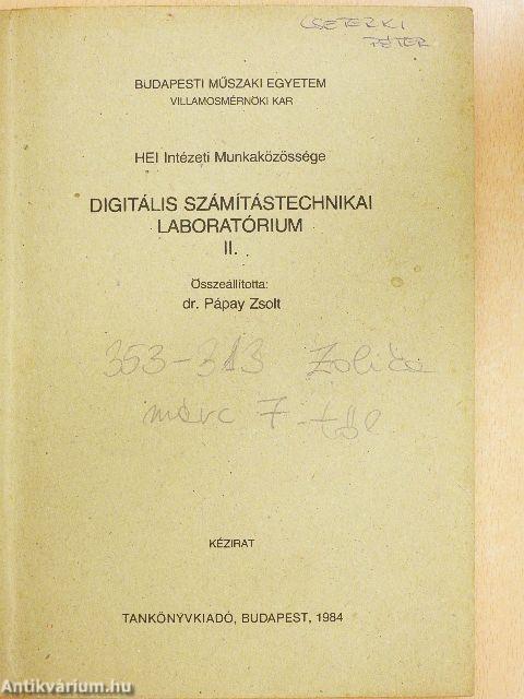 Digitális számítástechnikai laboratórium II.
