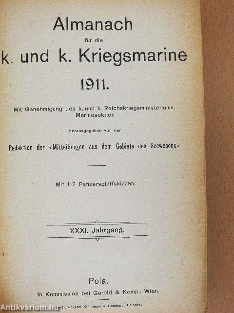 Almanach für die k. und k. Kriegsmarine 1911. 