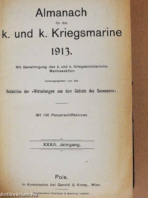 Almanach für die k. und k. Kriegsmarine 1913. 