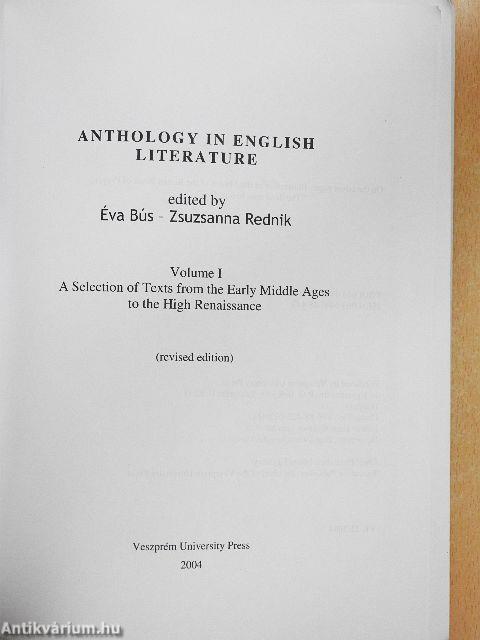 Anthology in English Literature I.