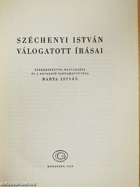Széchenyi István válogatott írásai