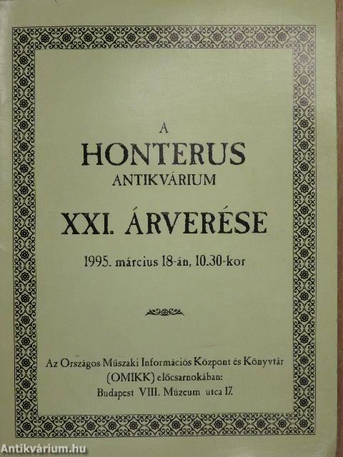 A Honterus Antikvárium XXI. árverése