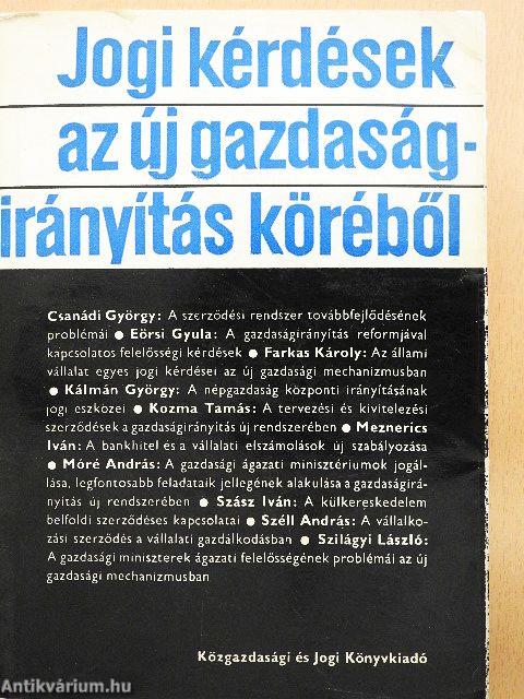 Jogi kérdések az új gazdaságirányítás köréből