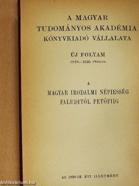 A magyar irodalmi népiesség Faluditól Petőfiig