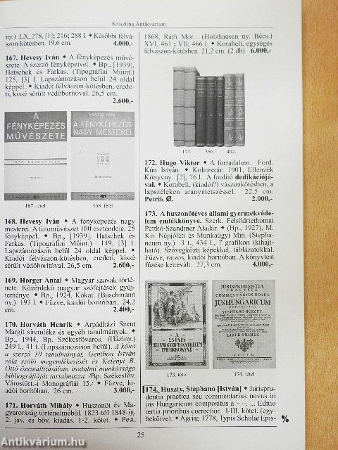 A Krisztina Antikvárium 15. könyv árverése