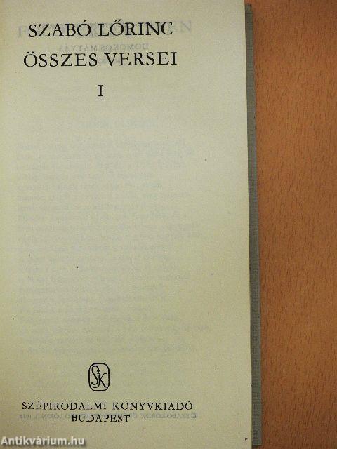 Szabó Lőrinc összes versei I-II.