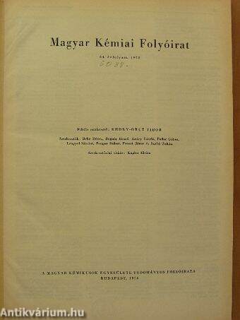 Magyar Kémiai Folyóirat 1958. január-december