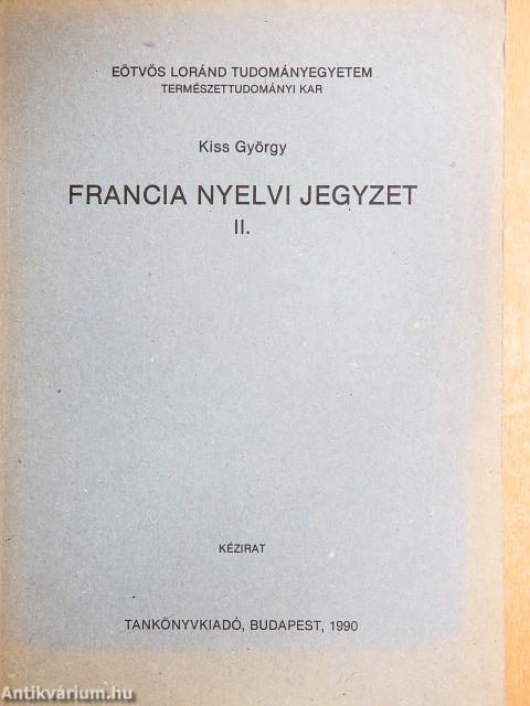 Francia nyelvi jegyzet II.