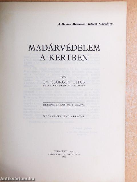 Madárvédelem a kertben