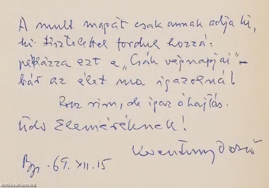 Csák végnapjai (dedikált példány)