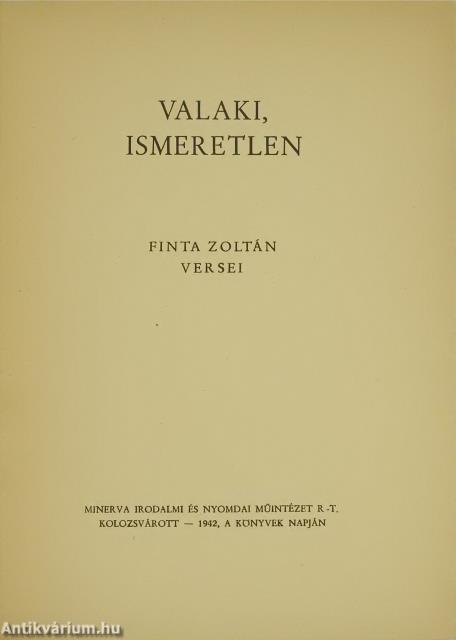 Valaki, ismeretlen (dedikált példány)