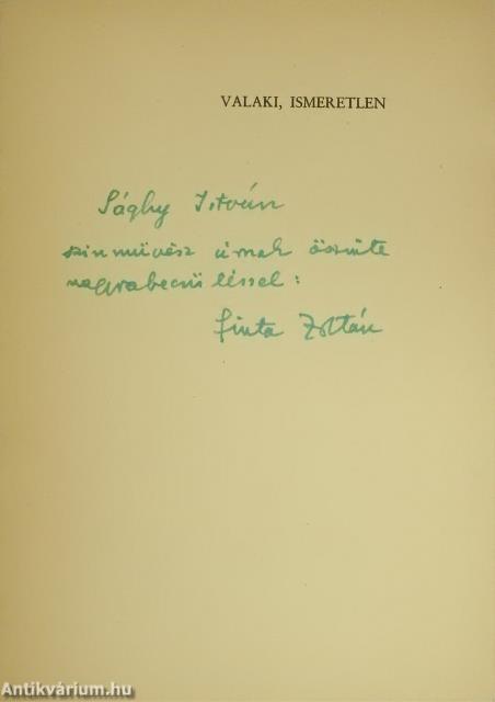 Valaki, ismeretlen (dedikált példány)
