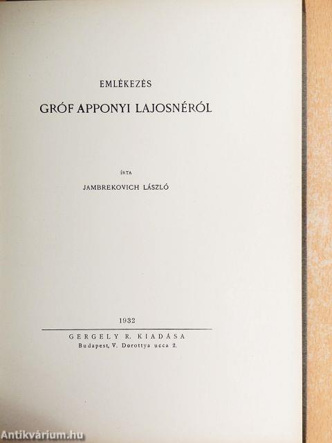 Emlékezés Gróf Apponyi Lajosnéról