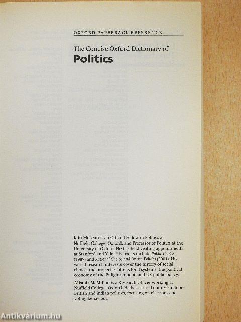 The Concise Oxford Dictionary of Politics