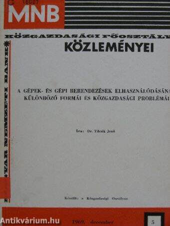 Magyar Nemzeti Bank Közgazdasági Főosztály Közleményei 1969. december