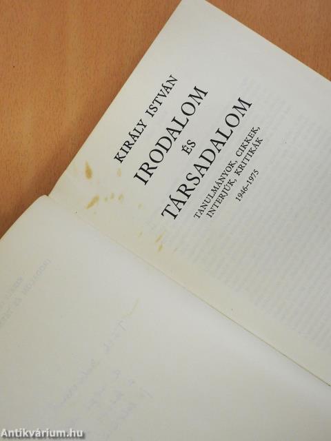 Irodalom és társadalom (dedikált példány)