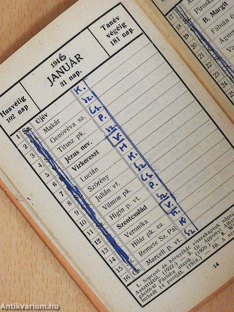 Zászlónk diáknaptára 1940-41.