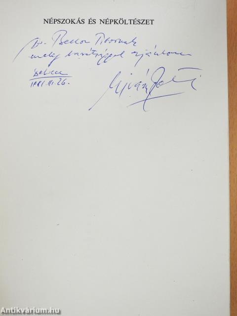 Népszokás és népköltészet (dedikált példány)