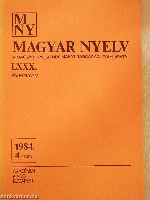 Magyar Nyelv 1984/4.