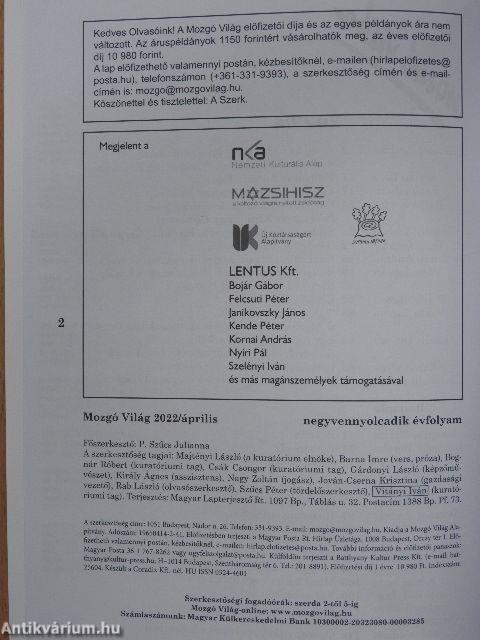 Mozgó Világ 2022. április