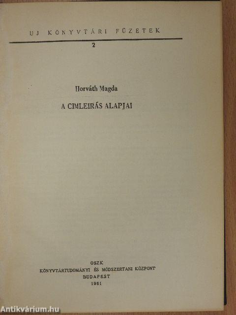 A címleírás alapjai