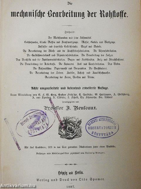 Die mechanische Bearbeitung der Rohstoffe (gótbetűs)