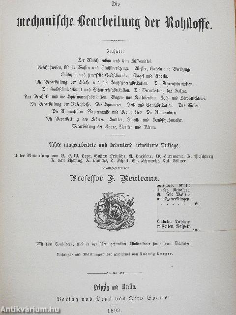 Die mechanische Bearbeitung der Rohstoffe (gótbetűs)