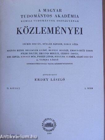 A Magyar Tudományos Akadémia Kémiai Tudományok Osztályának Közleményei 1958-1959