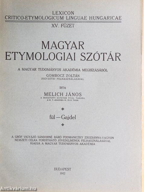 Magyar etymologiai szótár XV. (töredék)