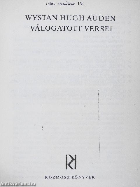 Wystan Hugh Auden válogatott versei
