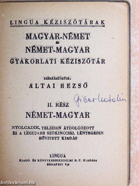 Magyar-német és német-magyar gyakorlati kéziszótár II.