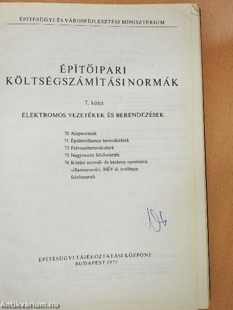 Építőipari költségszámítási normák 7.