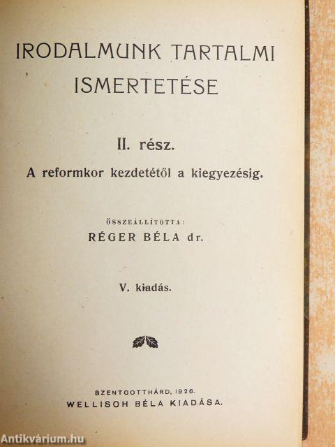 Irodalmunk tartalmi ismertetése I-III./A világirodalom klasszikusai. Tartalmi ismertetésben