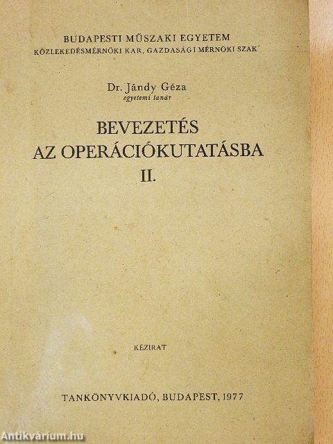 Bevezetés az operációkutatásba II.