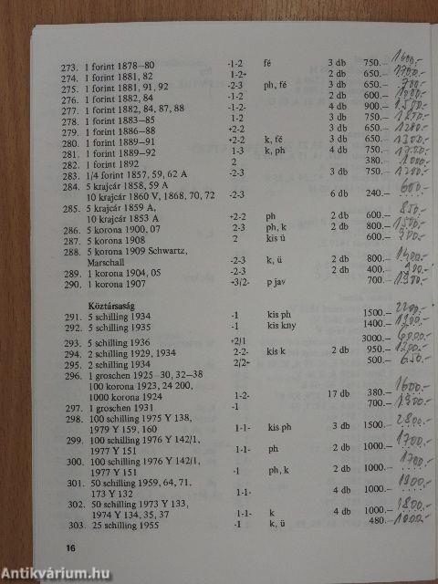 Magyar Éremgyűjtők Egyesülete Országos éremcsere közvetítés 1990/1