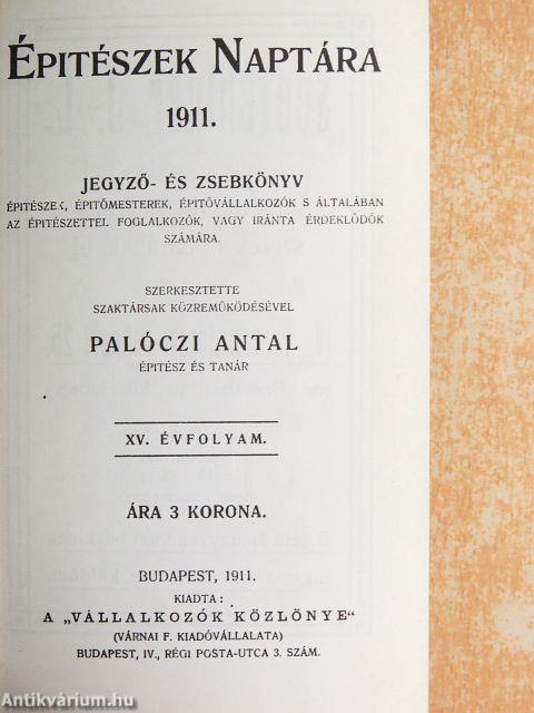 Épitészek naptára 1911.