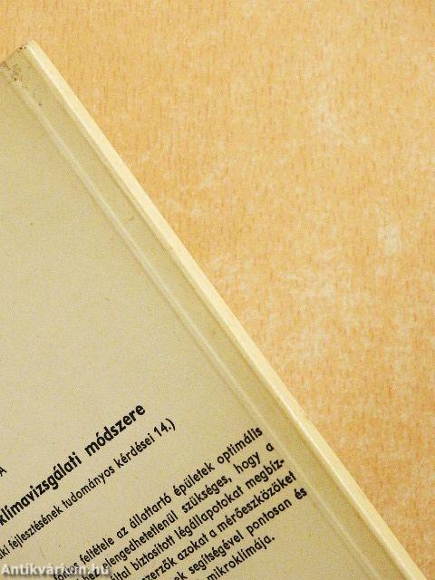 Állattartó épületek klímavizsgálati módszere