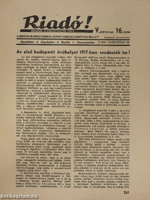Riadó! 1941. augusztus 15.