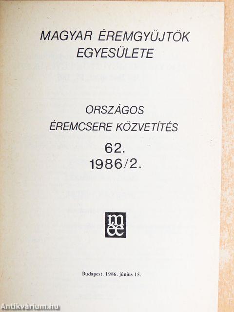 Országos Éremcsere Közvetítés 1986/2
