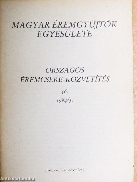Országos Éremcsere-Közvetítés 1984/3