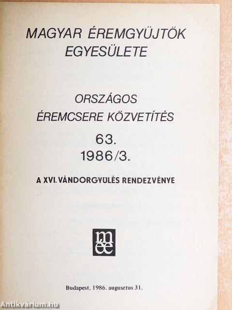 Országos Éremcsere Közvetítés 1986/3
