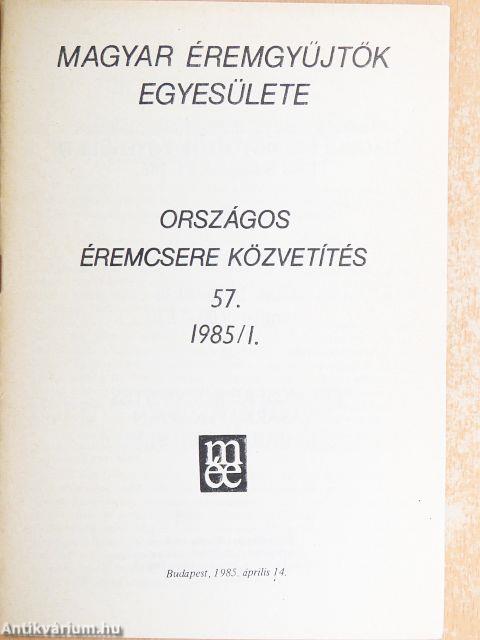 Országos Éremcsere Közvetítés 1985/1-3