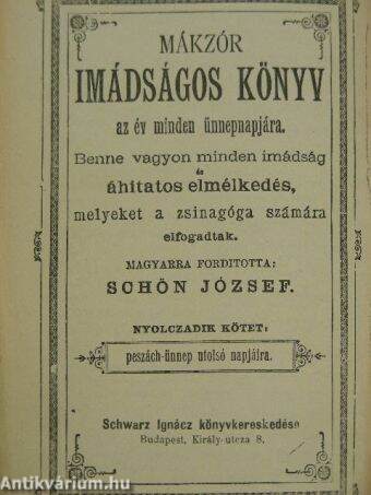 Mákzór imádságos könyv az év minden ünnepnapjára VIII.