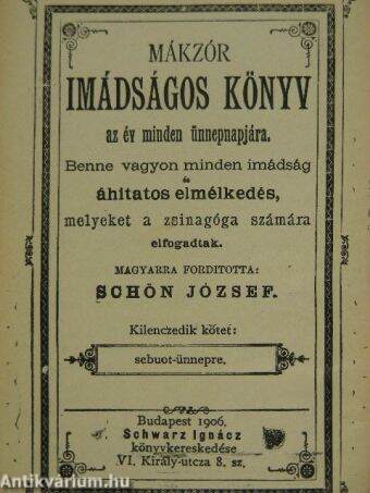 Mákzór imádságos könyv az év minden ünnepnapjára IX.