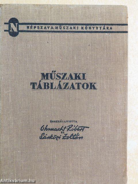 Műszaki táblázatok