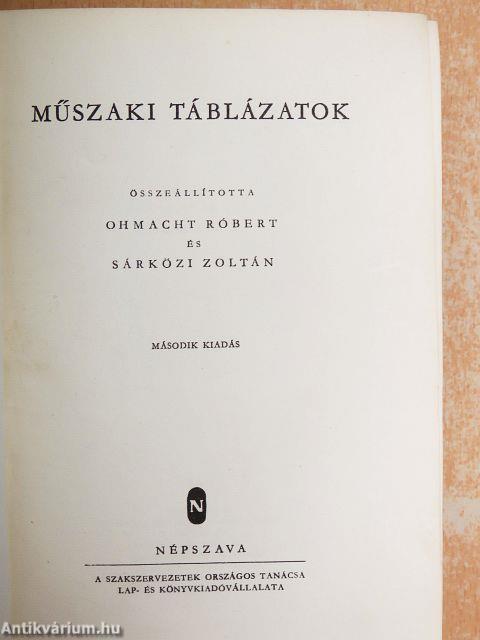 Műszaki táblázatok