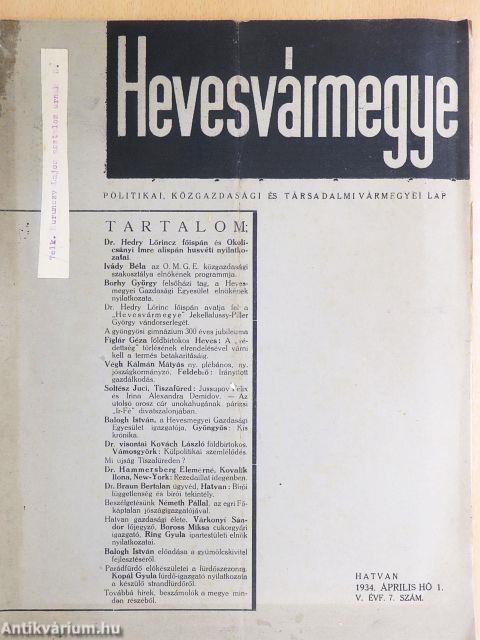 Hevesvármegye 1934. április 1.