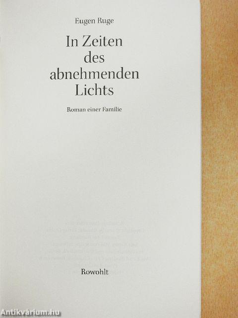 In Zeiten des abnehmenden Lichts