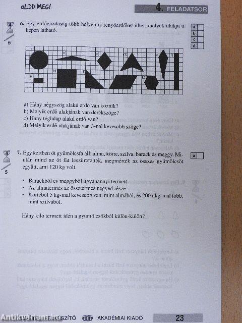 Matematika felvételi felkészítő a 6 és 8 évfolyamos középiskolába készülőknek