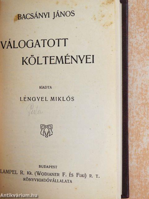 A csillagok világából/Bacsányi János válogatott költeményei/Elektra/Tell Vilmos